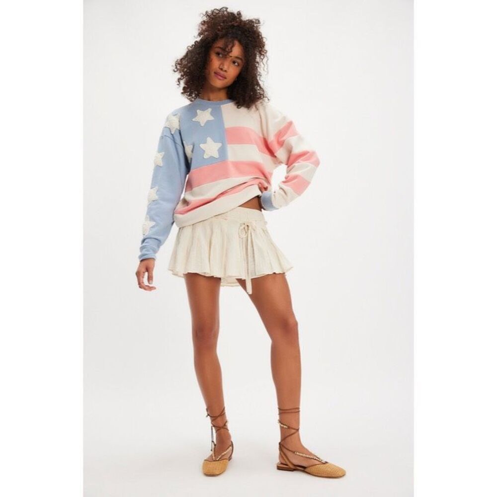 Free People x Tricia Fix Stars & Stripes Sweatshirt Size S